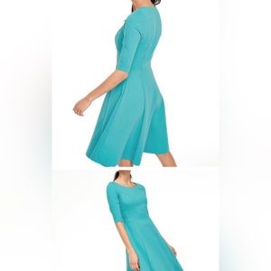 Beautiful turquoise blue Boden size 12 Alice Ponte dress . NWOT lots of details.